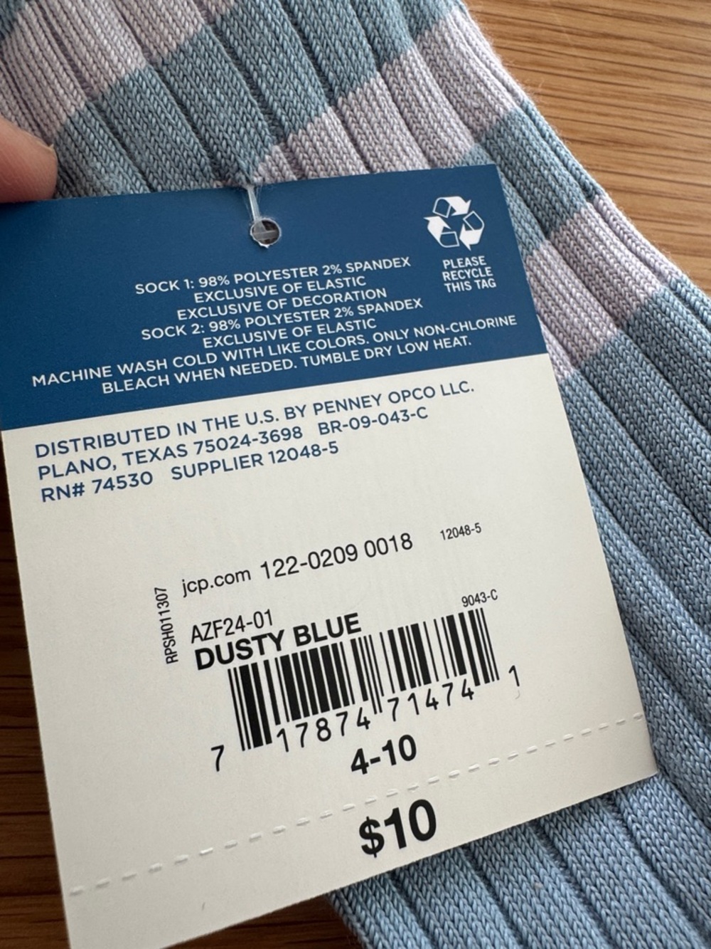 Arizona Jean Company Light Blue Crew Socks with White Stripe - Picture 2 of 3